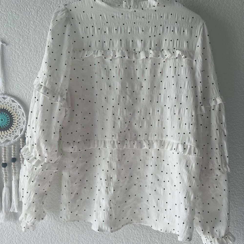 White polka dot top by BLU PEPPER in Medium
